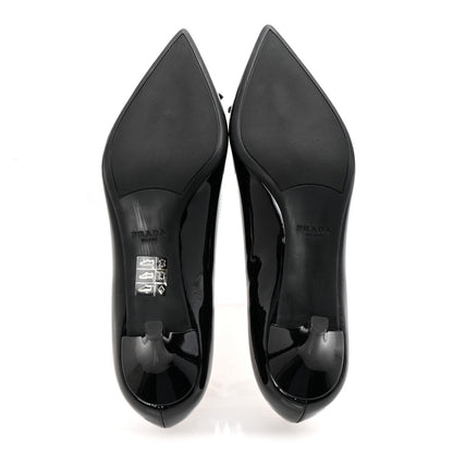Prada Vernice Pointed Toe 50mm Bow Pumps 38 Black 6 of 10