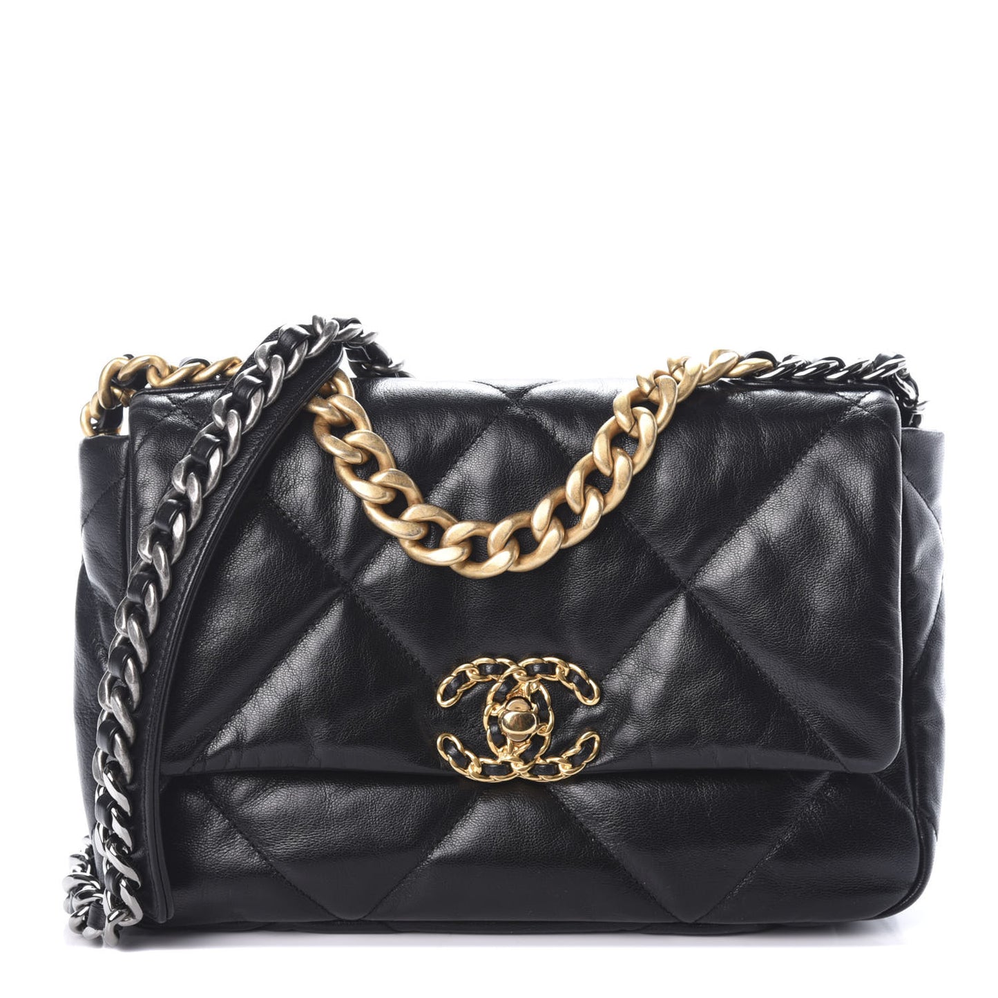Goatskin Quilted Medium 19 Flap Black