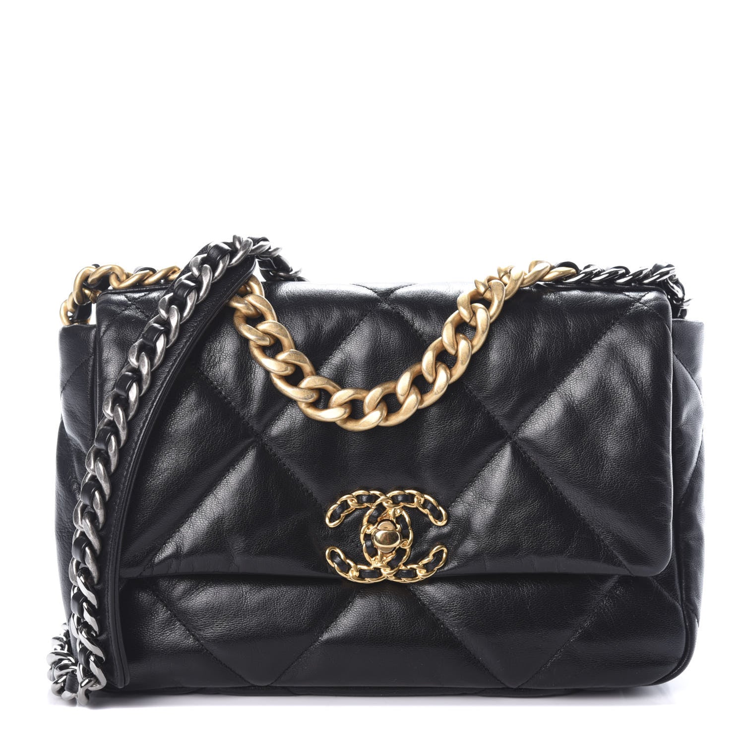 Chanel Goatskin Quilted Medium 19 Flap Black 1 of 9