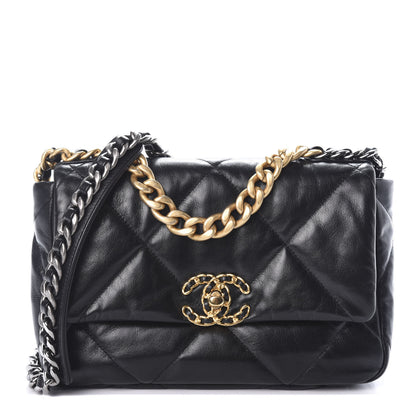 Chanel Goatskin Quilted Medium 19 Flap Black 1 of 9