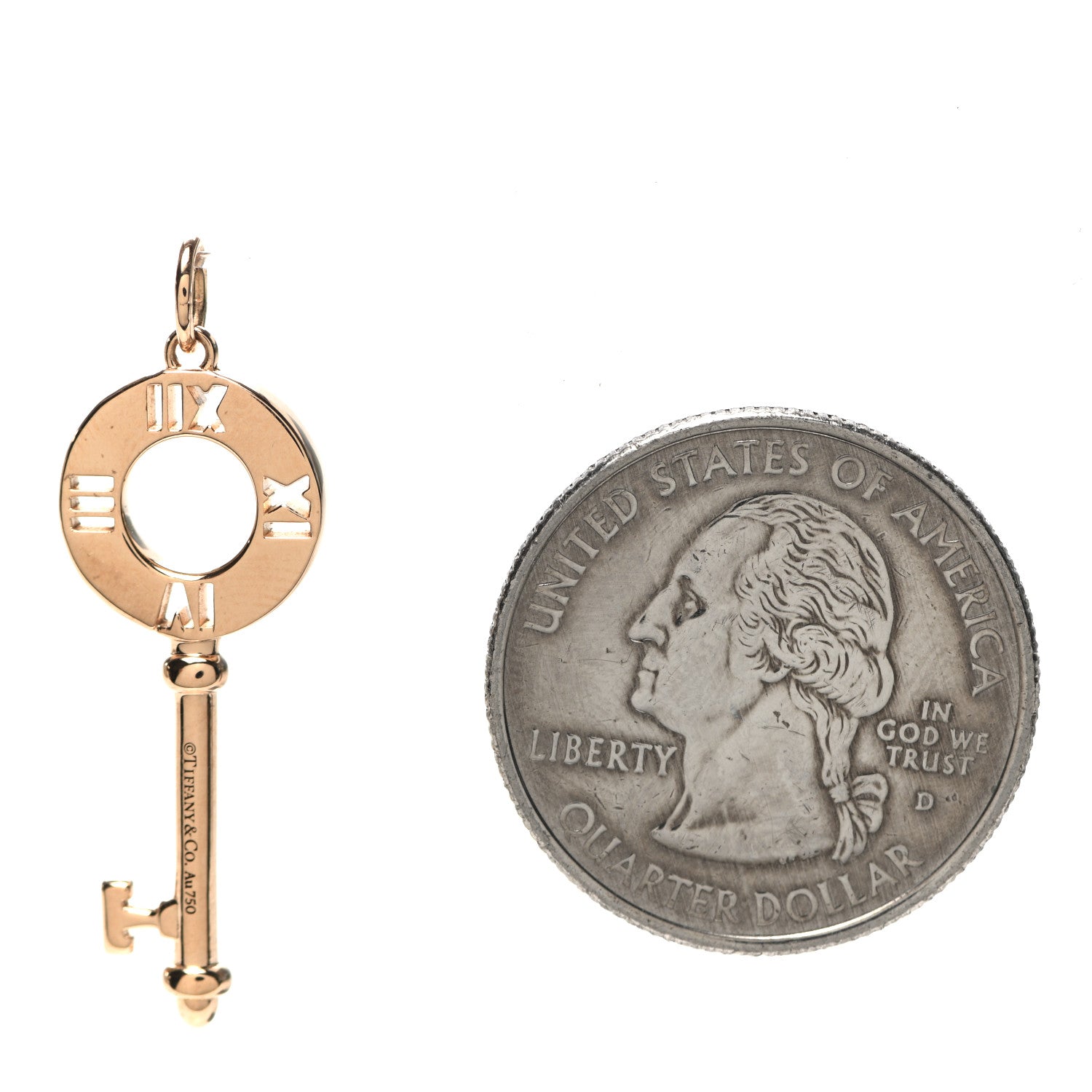 Tiffany 18K Rose Gold Diamond Atlas Pierced Key Pendant 2 of 3
