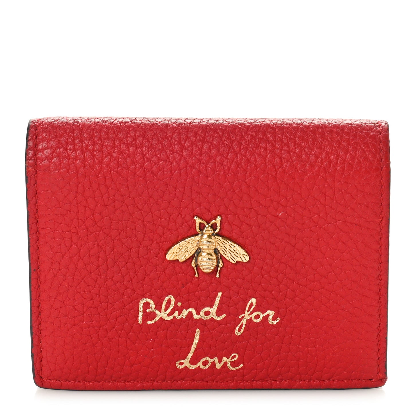 Pebbled Calfskin Animalier Card Case Red