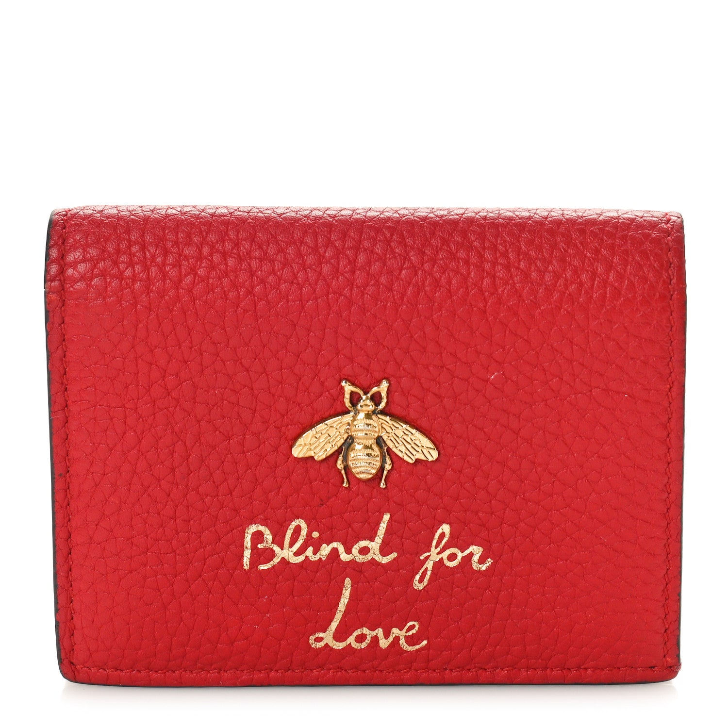 Gucci Pebbled Calfskin Animalier Card Case Red 1 of 8