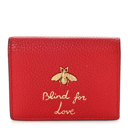 Gucci Pebbled Calfskin Animalier Card Case Red 1 of 8