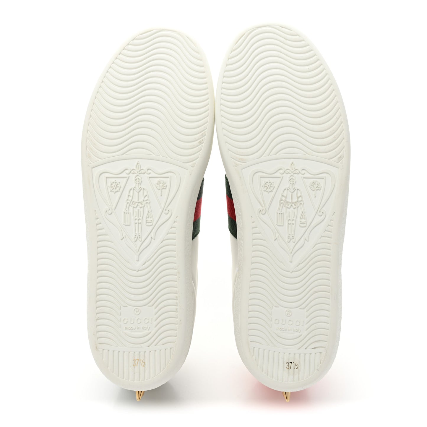 Calfskin Web Pearl Studded Womens Ace Sneakers 37.5 White