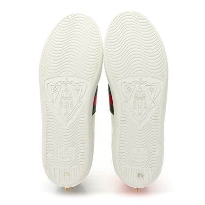 Gucci Calfskin Web Pearl Studded Womens Ace Sneakers 37.5 White 6 of 10