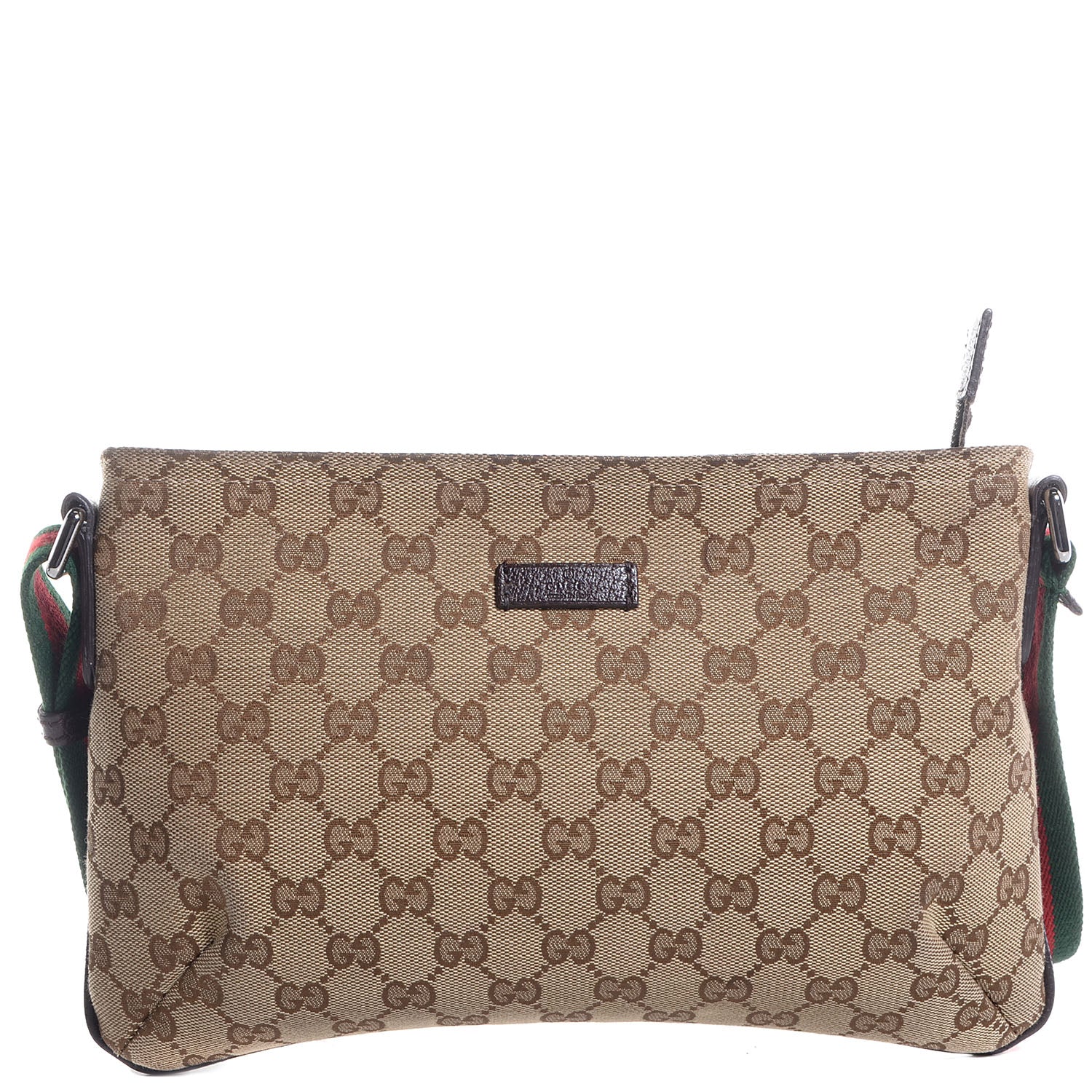 Gucci Monogram Web Small Flat Messenger Crossbody Dark Brown 1 of 7