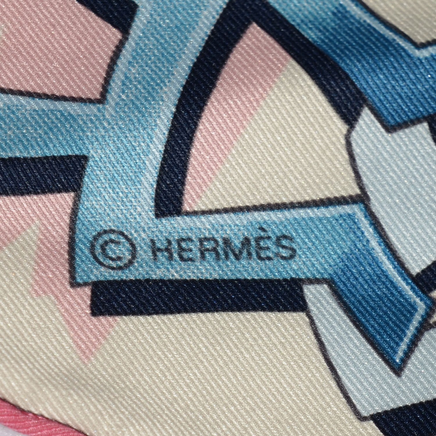 Hermes Silk H Comme Scarf 70 Rose Bleu Creme 3 of 4