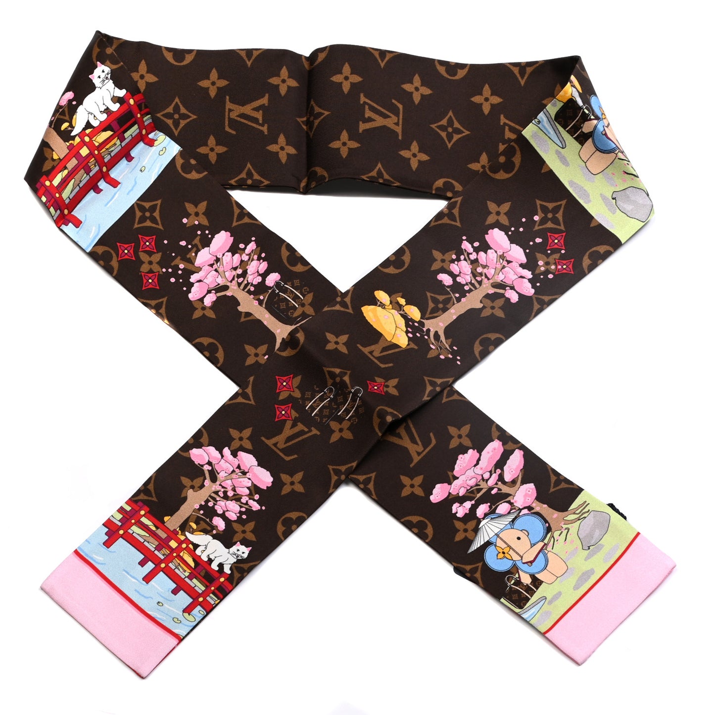 Silk Monogram 2021 Christmas Animation Japanese Garden Bandeau Marron