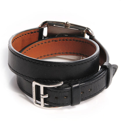 Hermes Stainless Steel Barenia 29mm Cape Cod Double Tour Quartz Watch Noir 3 of 6