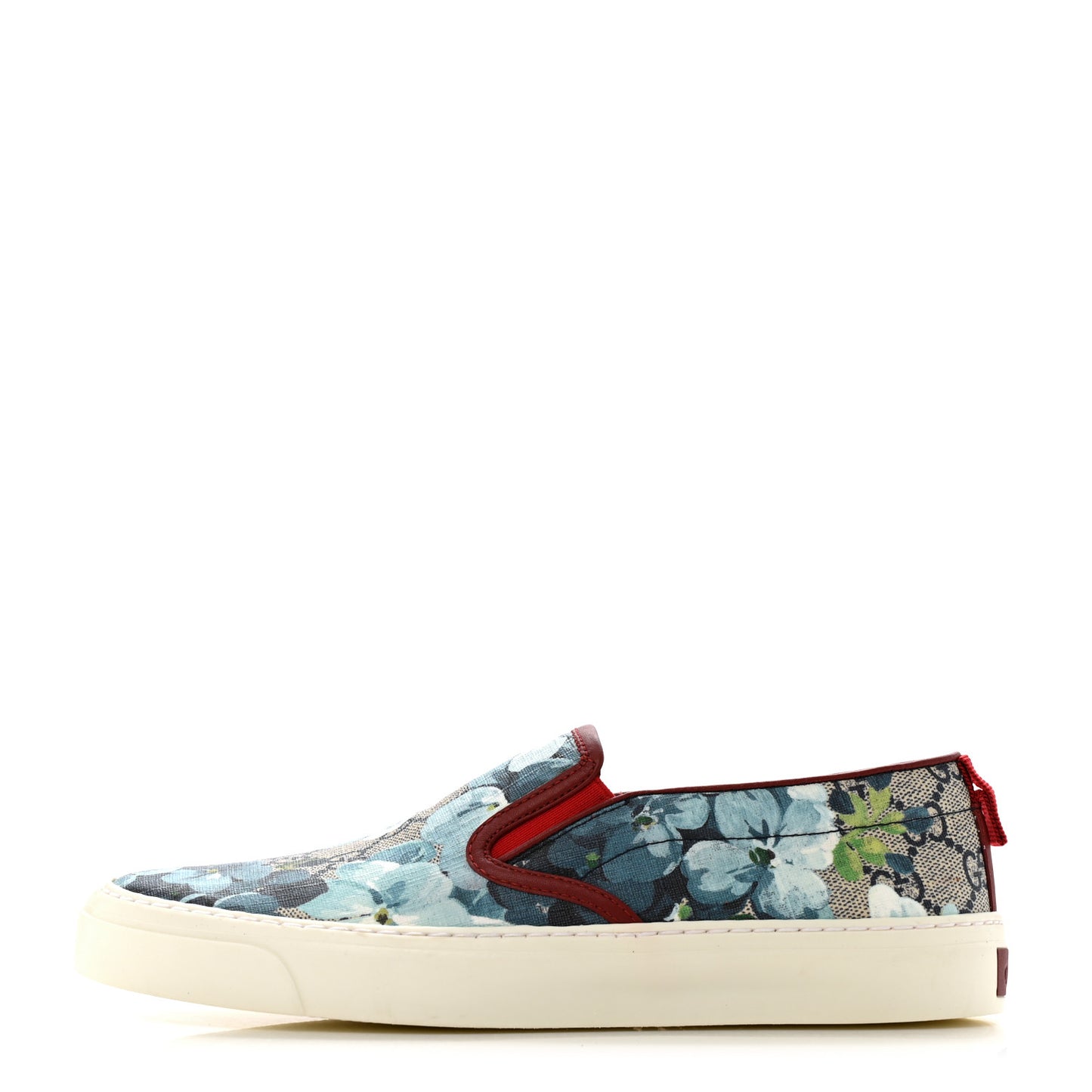 GG Supreme Monogram Blooms Womens Slip On Sneakers 37 Beige Blue Navy Red