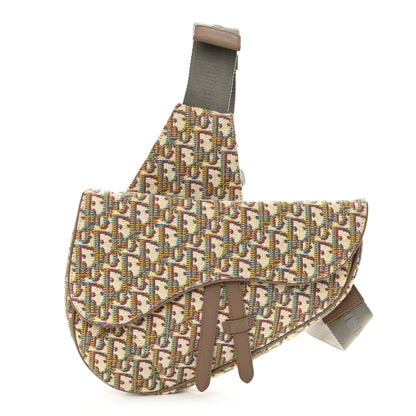 Christian Dior Jacquard Oblique Mens Saddle Bag Beige Multicolor 1 of 8