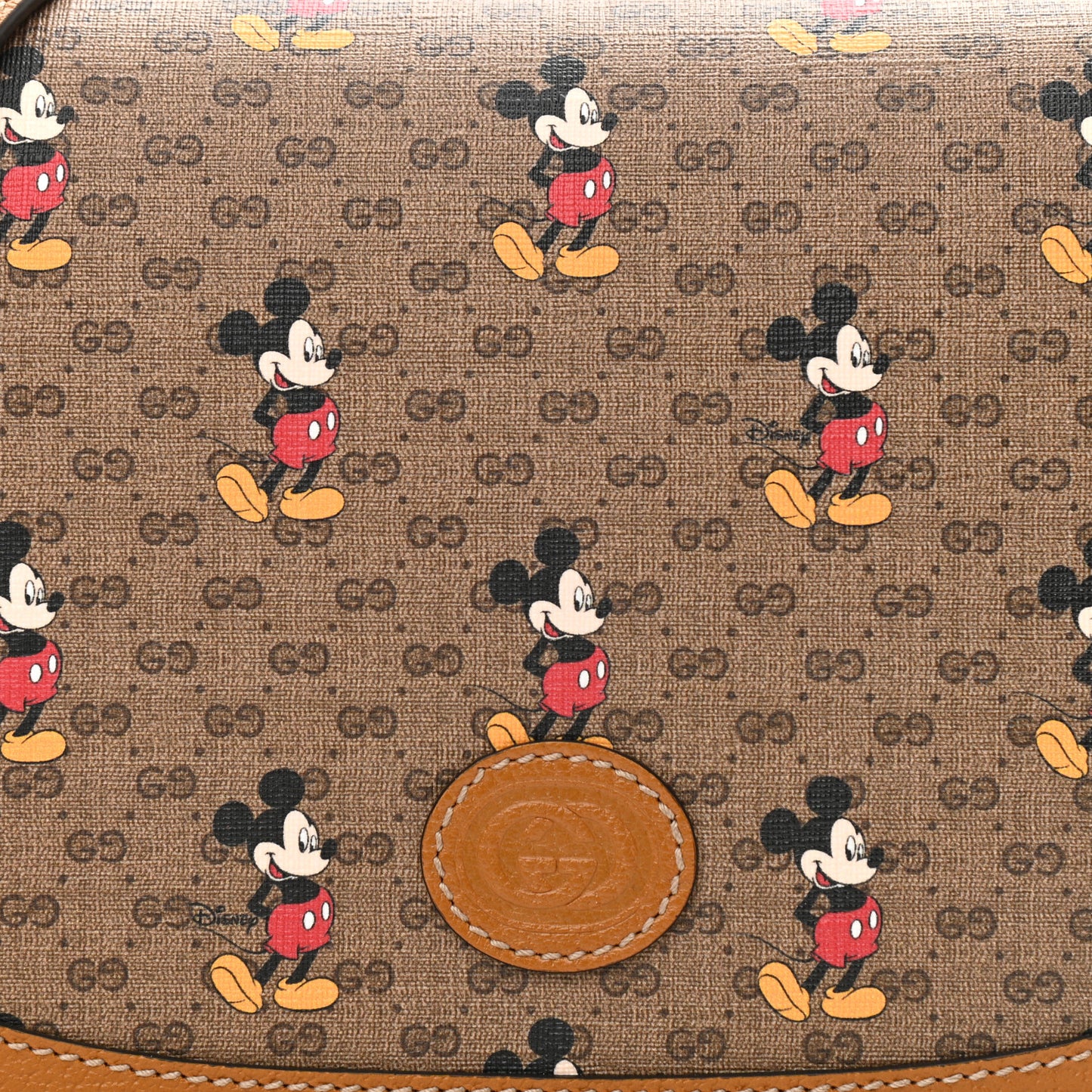 X DISNEY Mini Vintage GG Supreme Monogram Mickey Mouse Small Flap Messenger Bag Beige Vintage Sun Oil