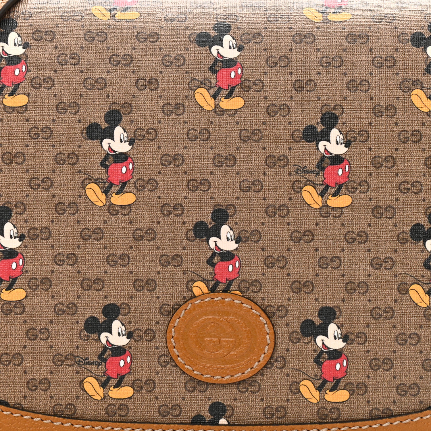 Gucci X DISNEY Mini Vintage GG Supreme Monogram Mickey Mouse Small Flap Messenger Bag Beige Vintage Sun Oil 8 of 11