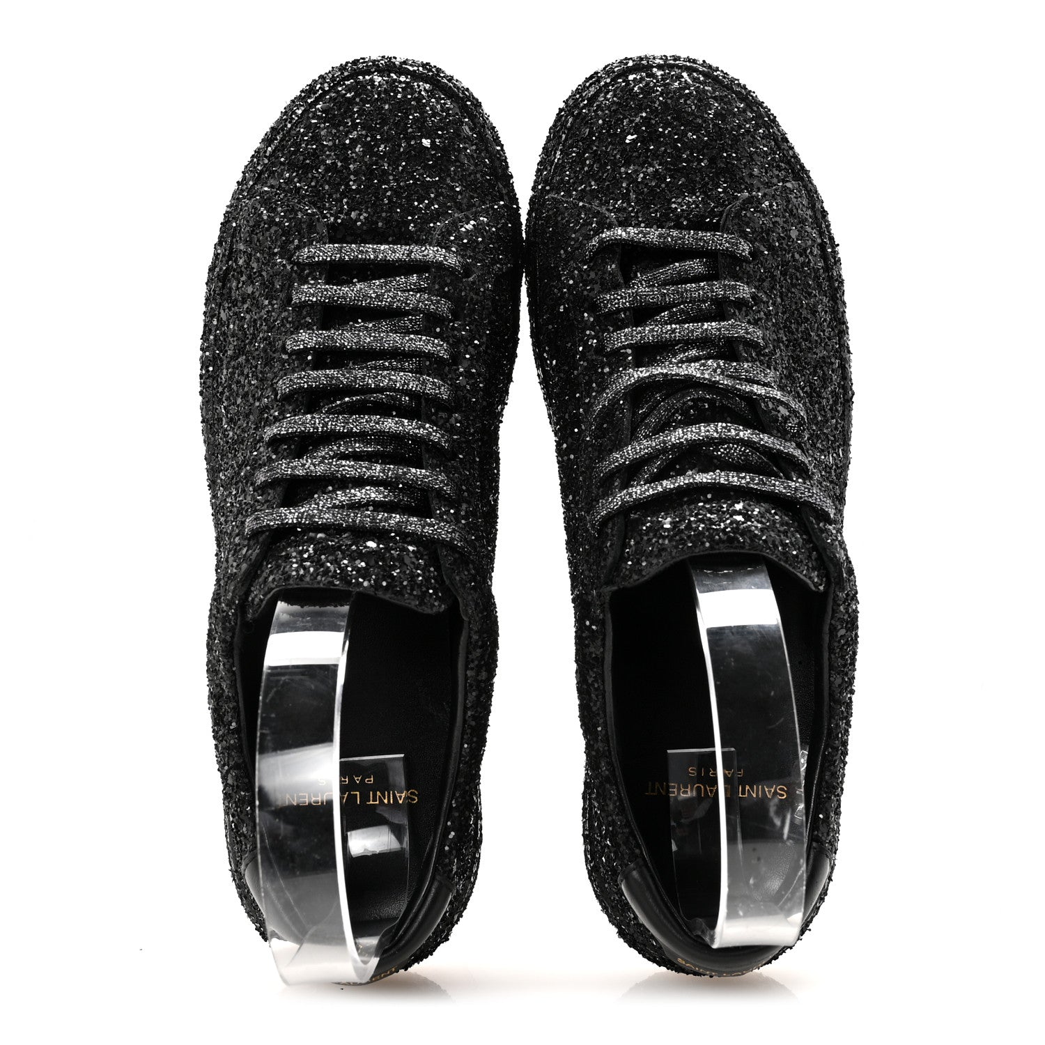 Saint Laurent Calfskin Crystal Glitter Andy Sneakers 38.5 Black 5 of 20