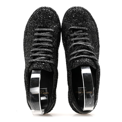 Saint Laurent Calfskin Crystal Glitter Andy Sneakers 38.5 Black 5 of 20
