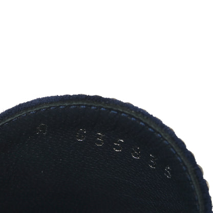 Chanel Suede Calfskin Grosgrain Crystal CC Star Mules 37.5 Blue Black 6 of 8