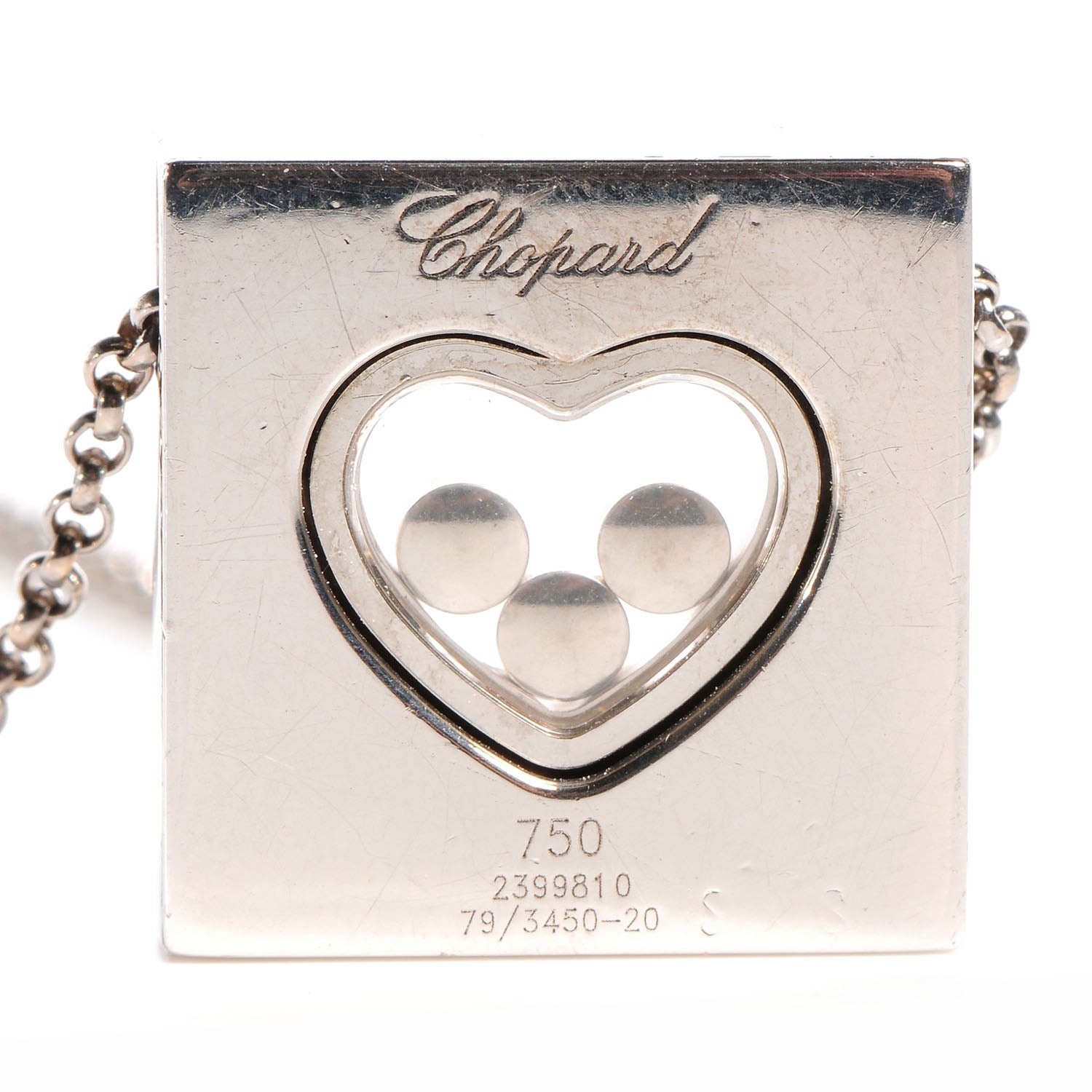 Chopard 18k White Gold Happy Diamonds Icons Square Heart Necklace 4 of 9