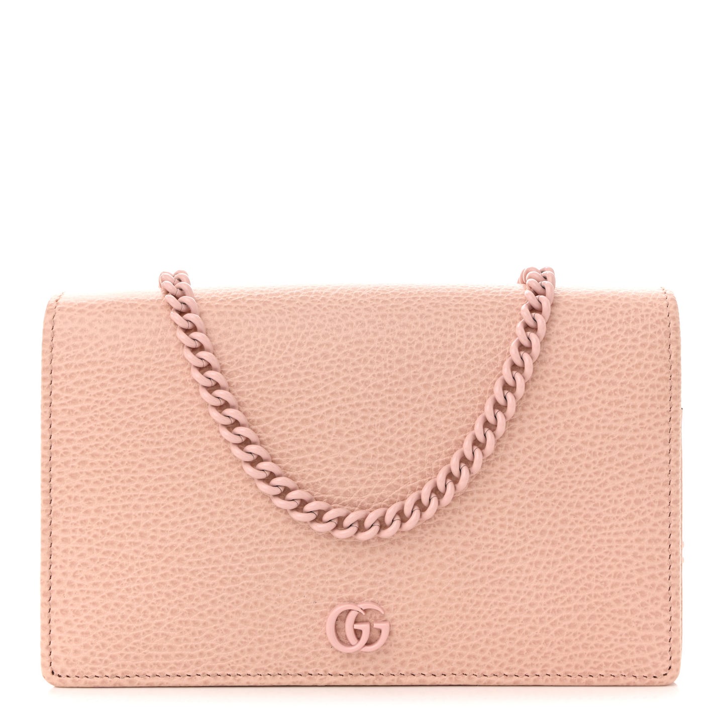 Dollar Calfskin Enamel Monochrome Mini GG Marmont Chain Wallet Perfect Pink