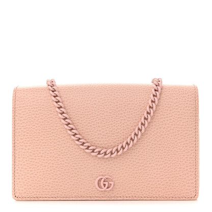 Gucci Dollar Calfskin Enamel Monochrome Mini GG Marmont Chain Wallet Perfect Pink 1 of 9