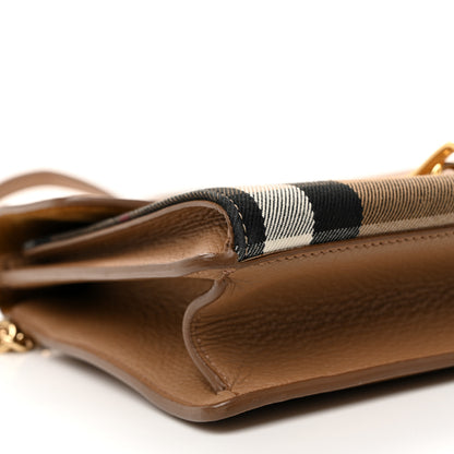 Burberry Derby Calfskin House Check Small Macken Crossbody Bag Camel 9 of 10
