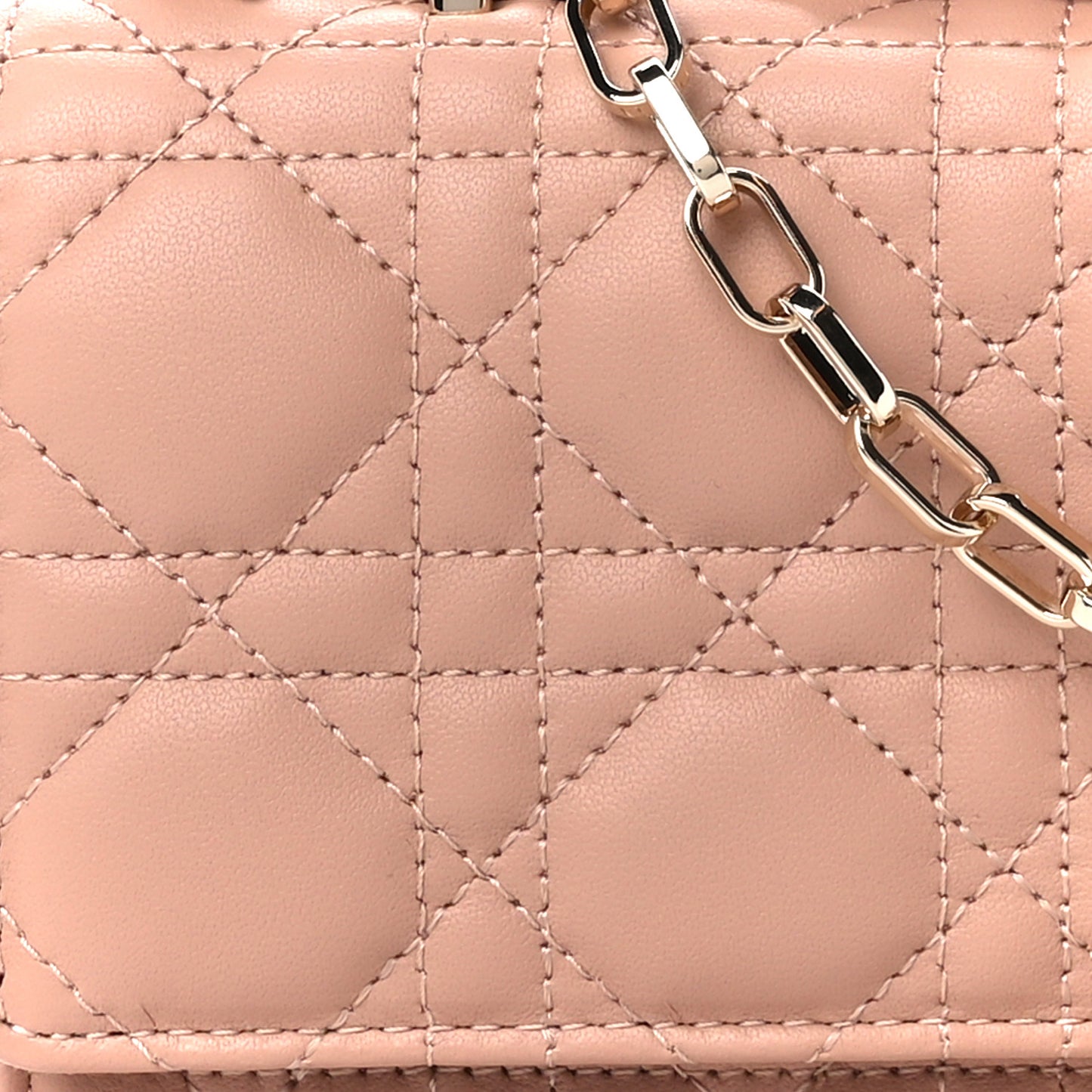 Lambskin Cannage Mini My Dior Top Handle Clutch Rose Des Vents