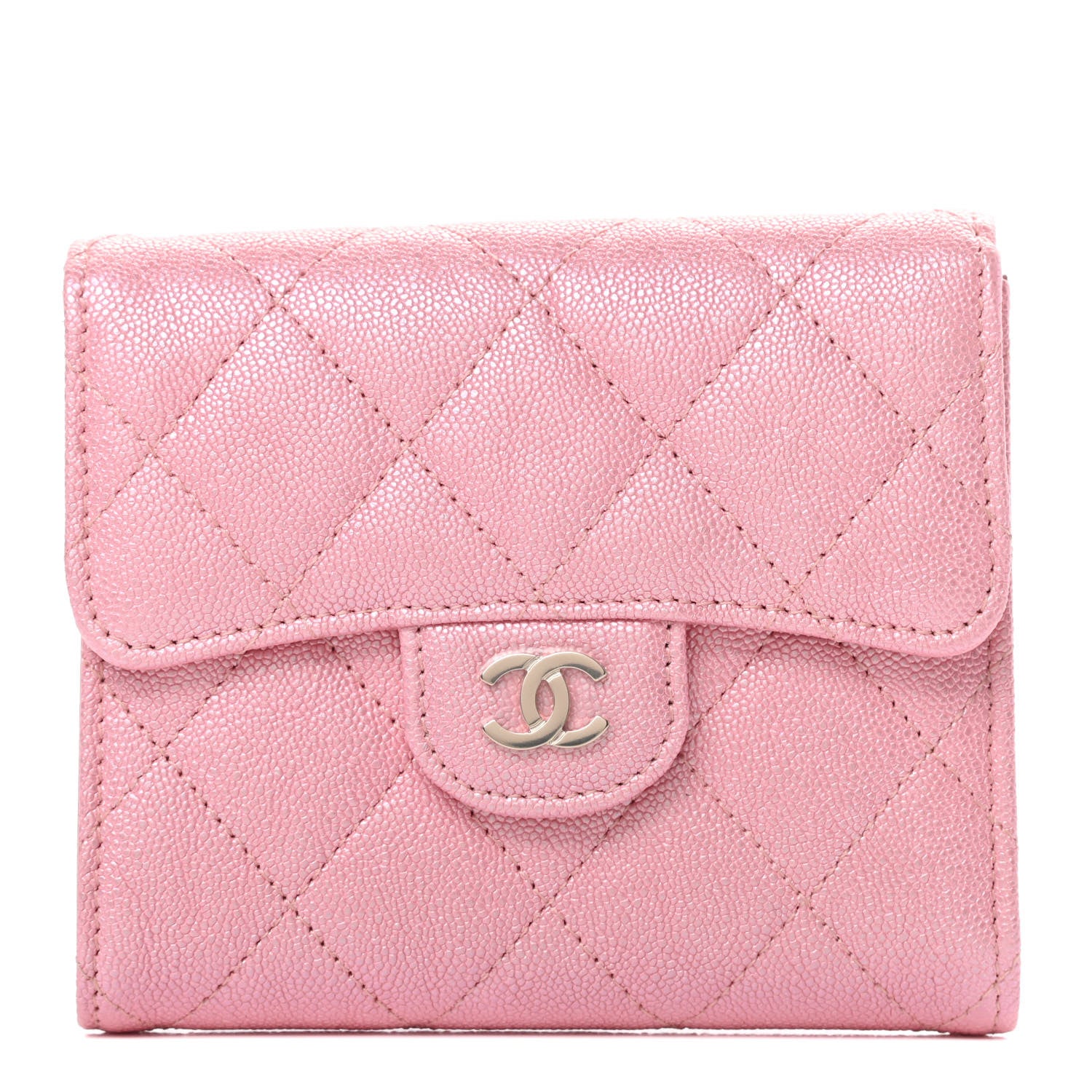 Chanel Iridescent Caviar Quilted Compact Flap Wallet Pink 1 of 9