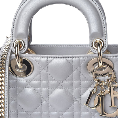 Christian Dior Metallic Lambskin Cannage Mini Lady Dior Grey 10 of 19