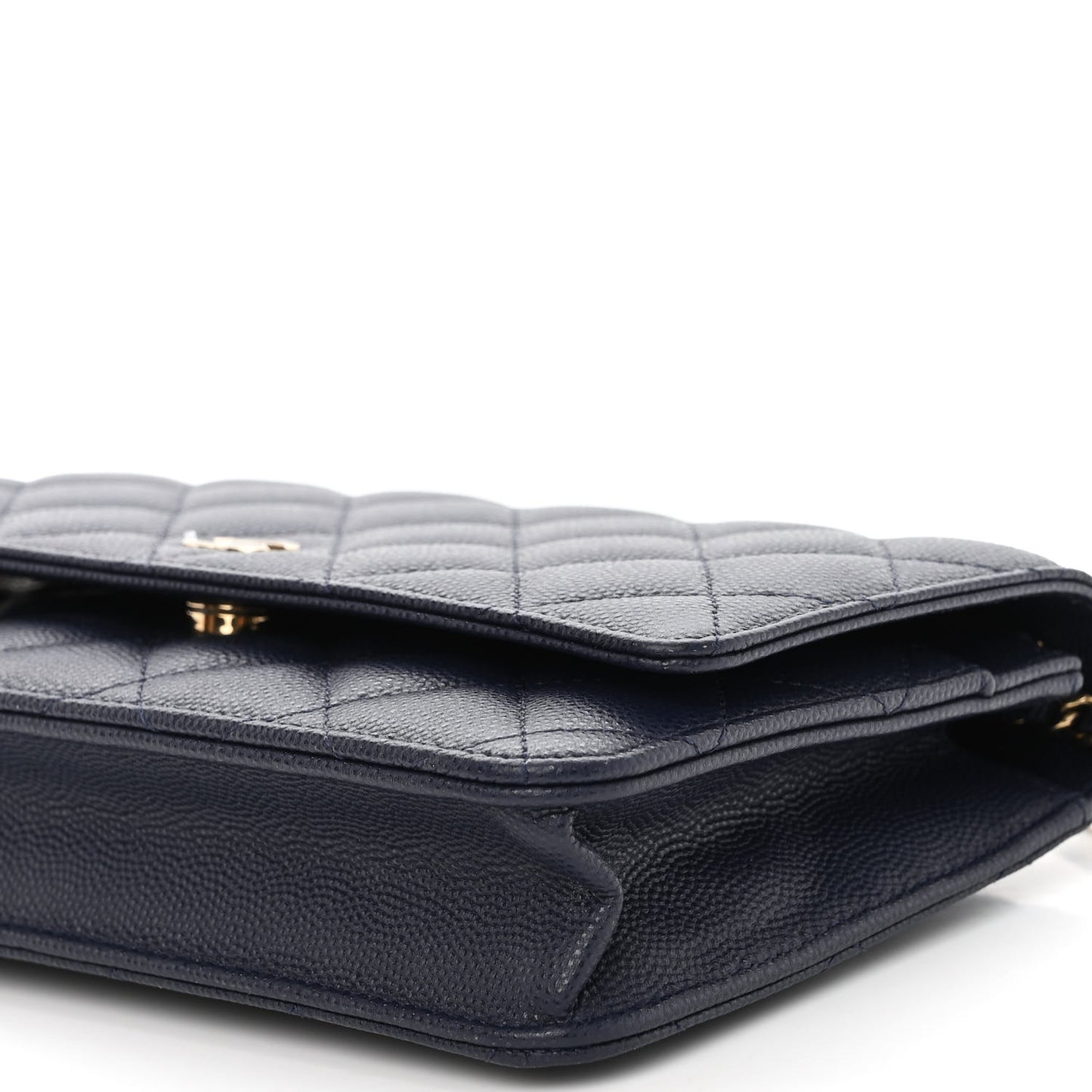 Caviar Quilted Wallet On Chain WOC Navy Blue