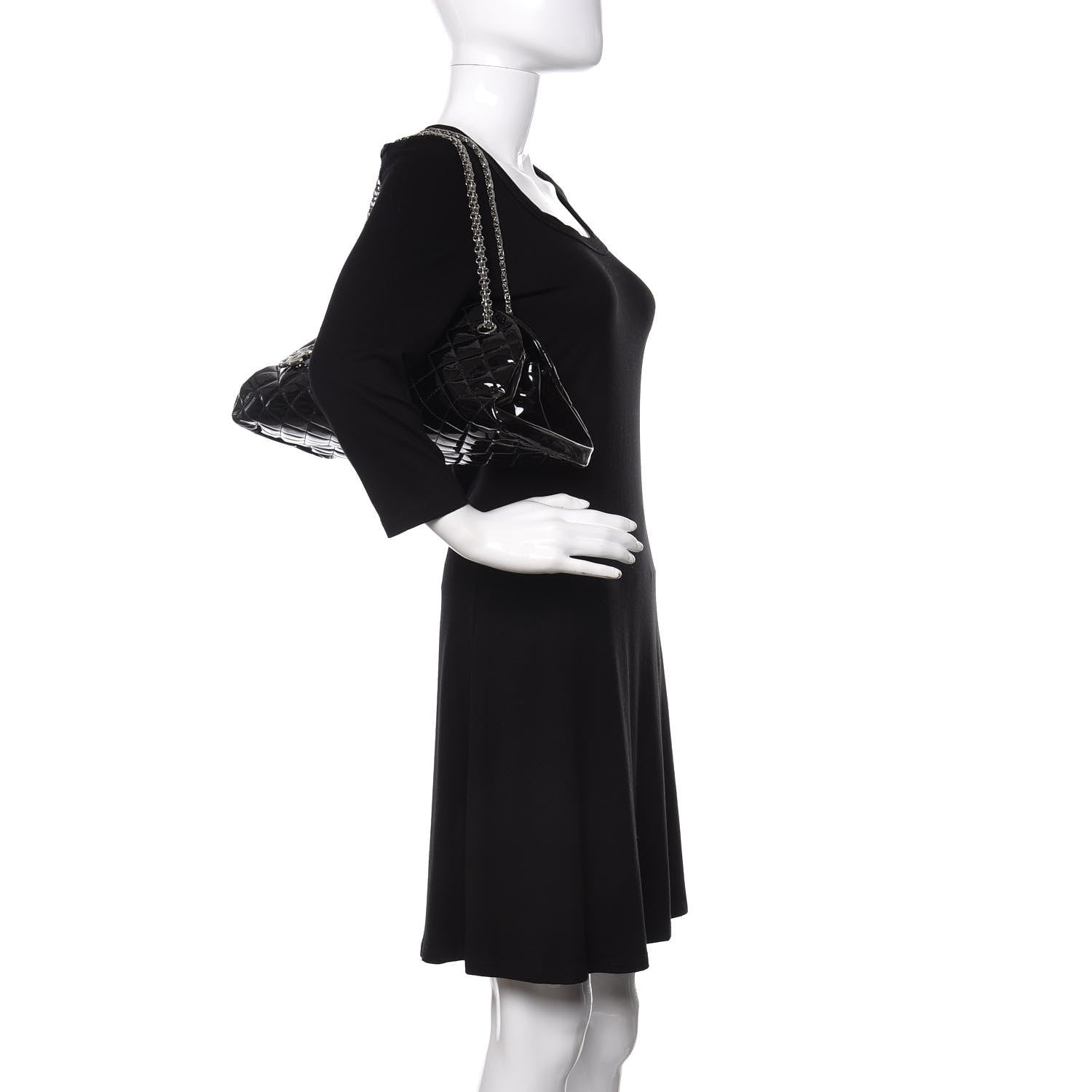 Chanel Patent Quilted Medium Just Mademoiselle Bowling Bag Black 2 of 10
