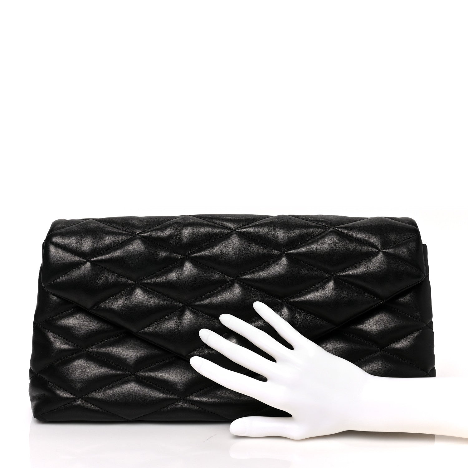 Saint Laurent Lambskin Quilted Sade Puffer Envelope Clutch Black 3 of 9