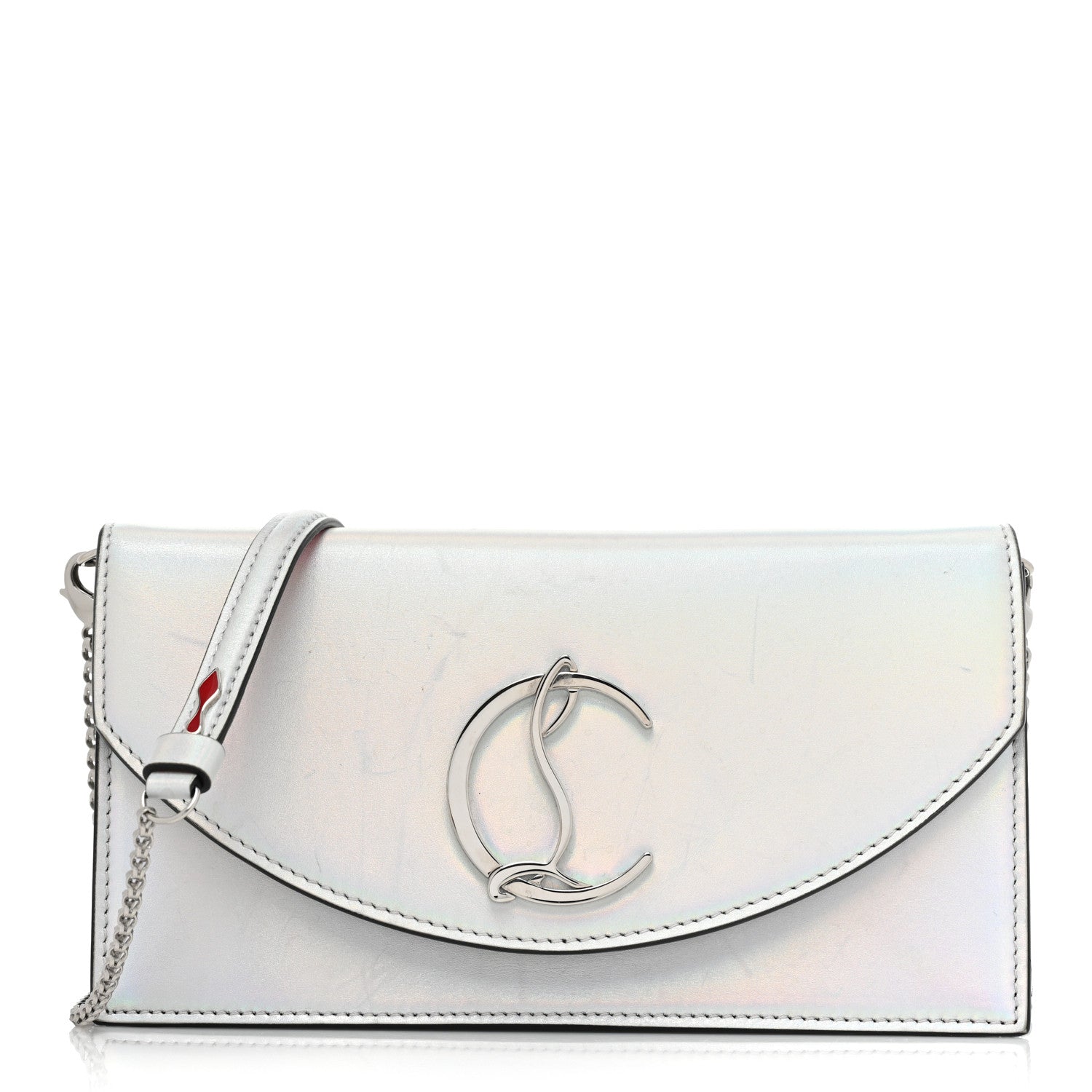 Christian Louboutin Iridescent Calfskin Loubi54 Crossbody Clutch Silver 1 of 19