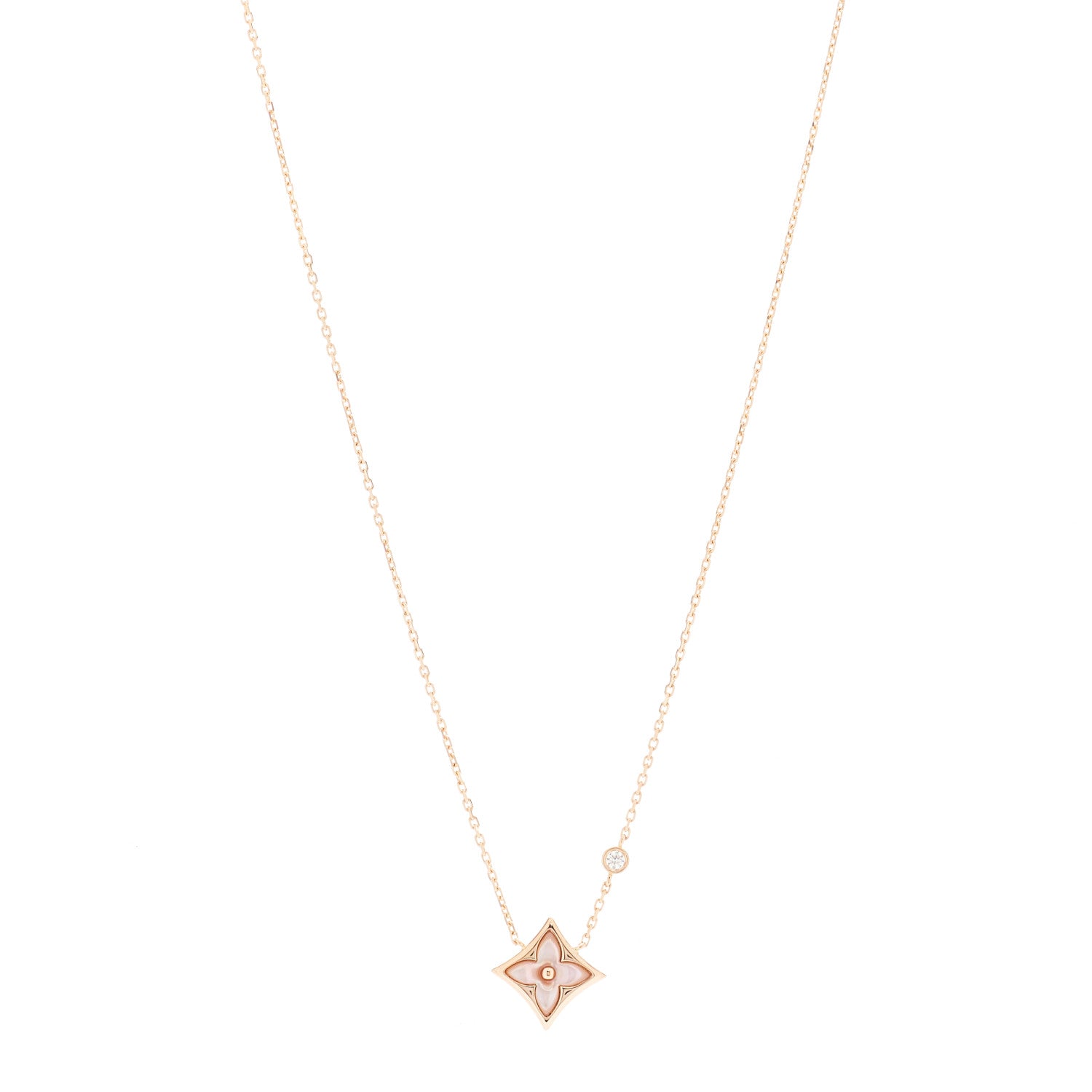 Louis Vuitton 18K Pink Gold Diamond Pink Mother of Pearl Color Blossom BB Star Pendant Necklace 1 of 6