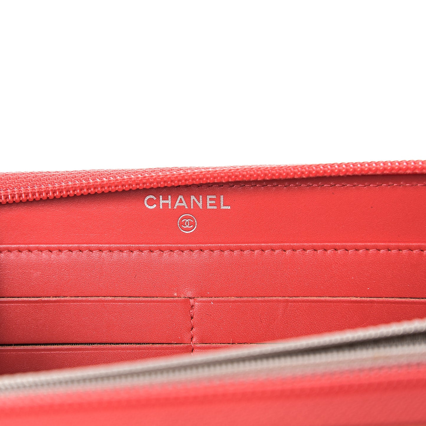 Caviar Large Timeless CC Gusset Zip Around Wallet Orange