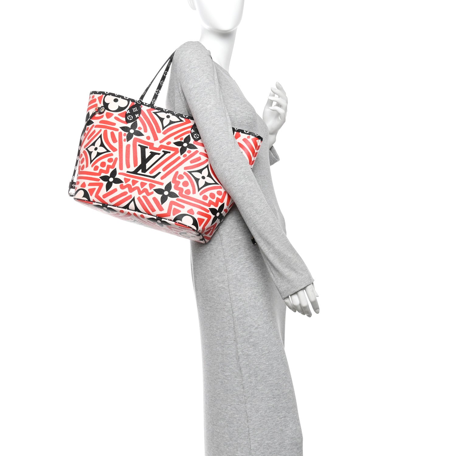 Louis Vuitton Monogram Giant Crafty Neverfull MM Creme Rouge Black 2 of 10