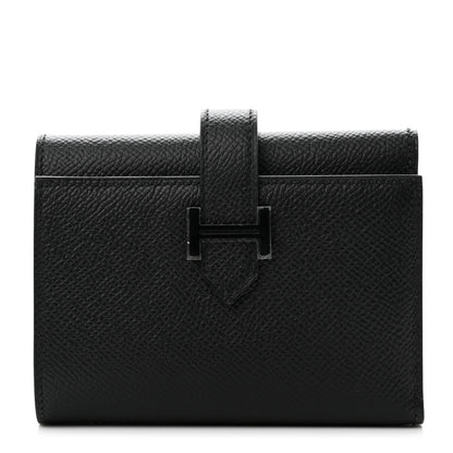 Hermes Epsom Tri-Fold Compact Monochrome Bearn Wallet Black 1 of 7