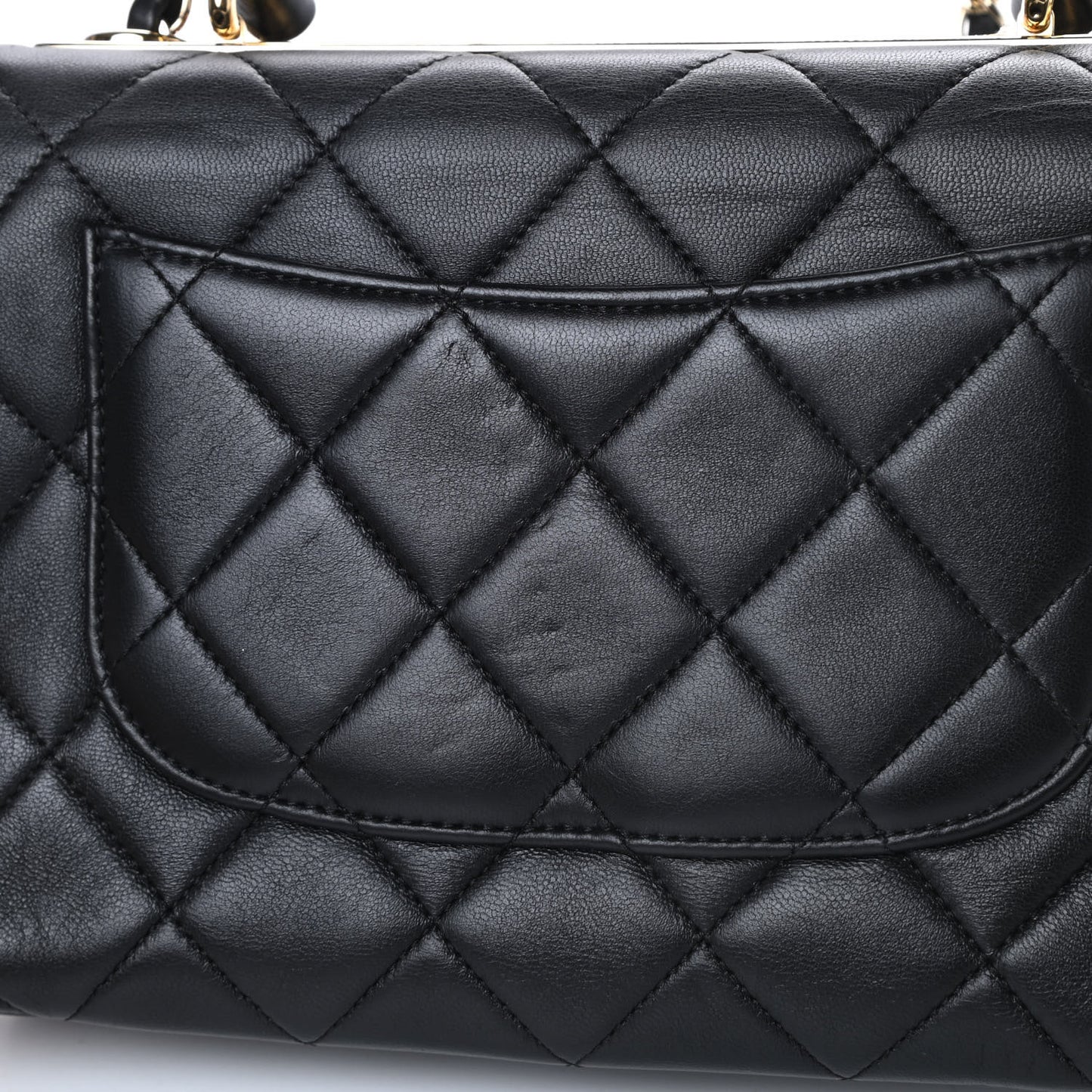 Lambskin Quilted Small Trendy CC Dual Handle Flap Bag Black