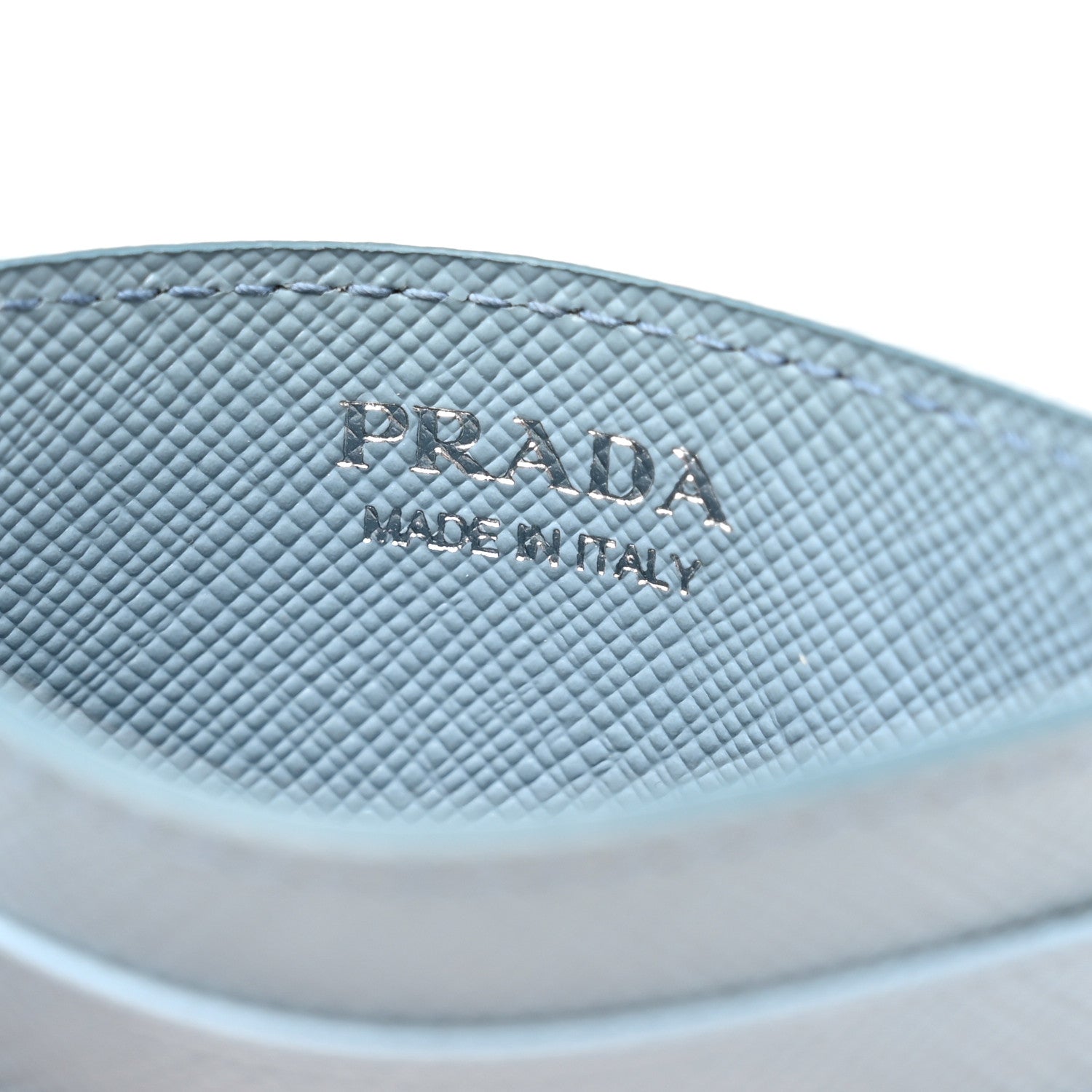 Prada Saffiano Ramage Triangle Card Holder Light Blue 5 of 6