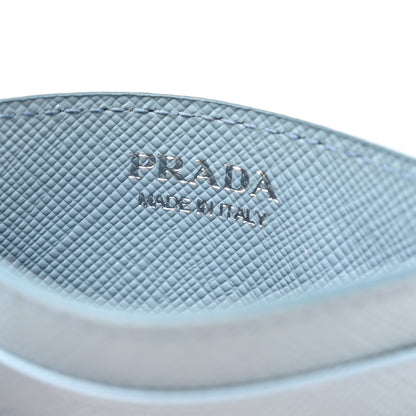 Prada Saffiano Ramage Triangle Card Holder Light Blue 5 of 6