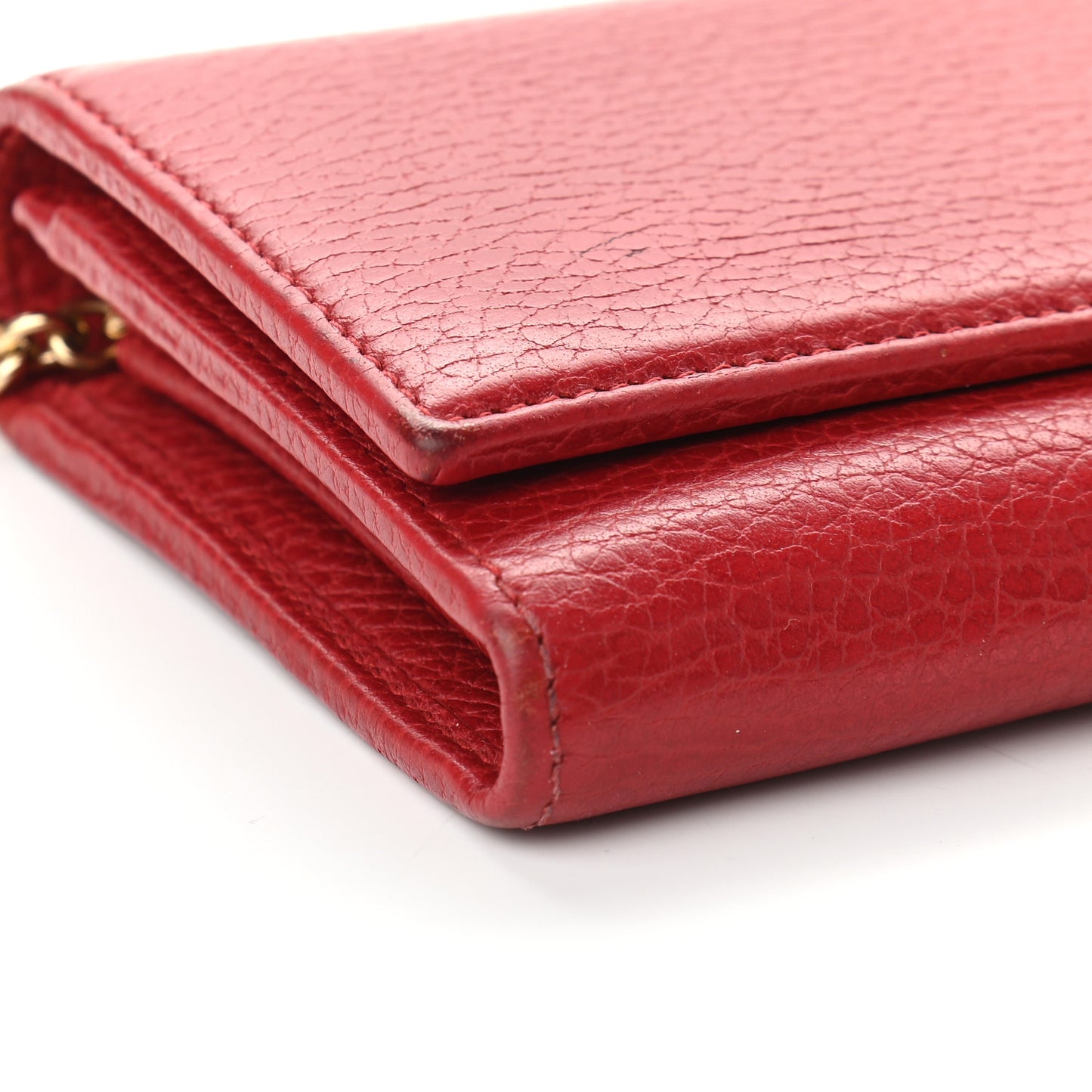 Dollar Calfskin Petite GG Marmont Wallet Chain Bag Hibiscus Red