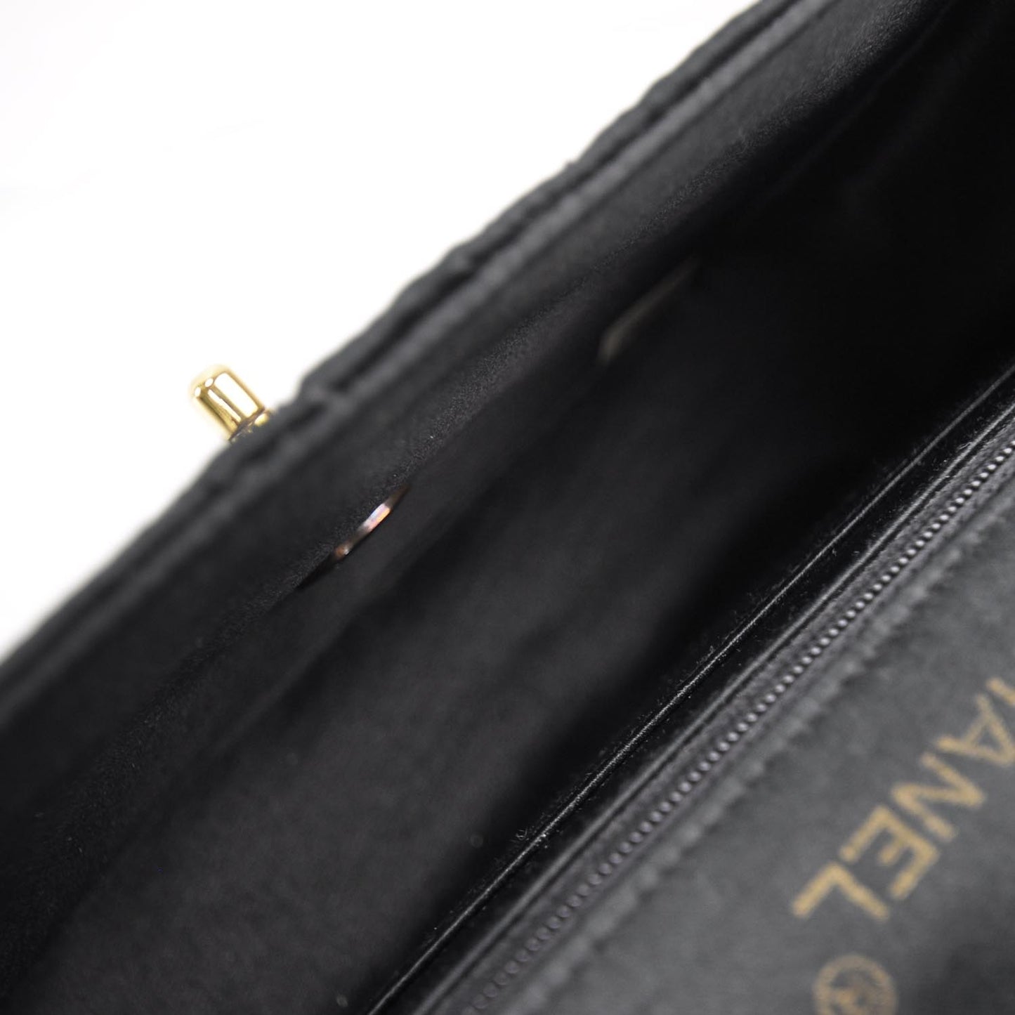 Satin Quilted Mini Flap Black