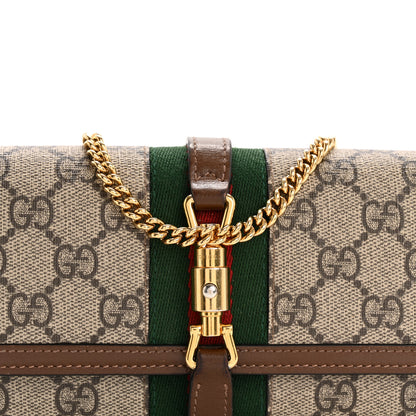 Gucci GG Supreme Monogram Azalea Calfskin Web Jackie 1961 Chain Wallet Beige Ebony Brown Sugar 8 of 10