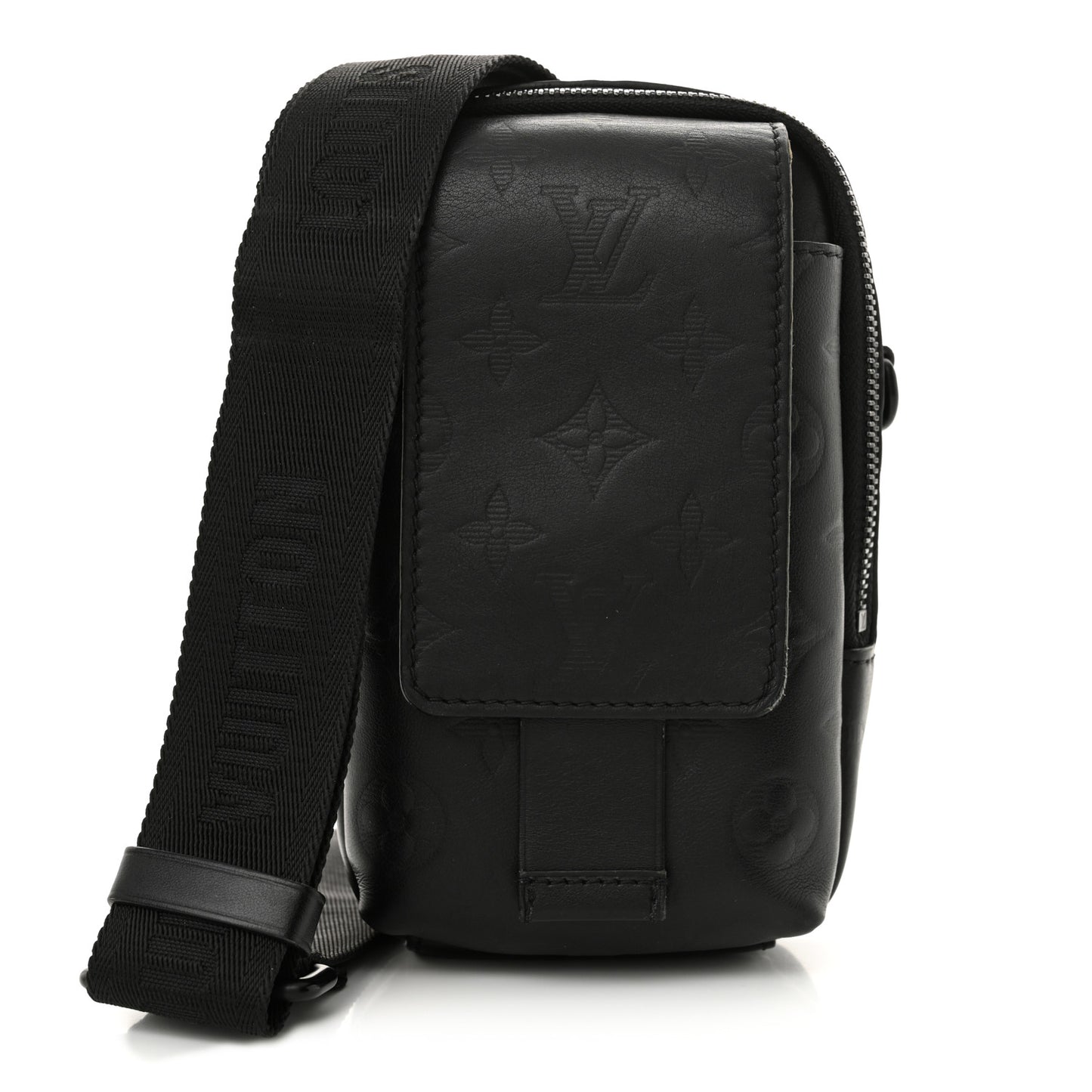 Calfskin Monogram Shadow Double Phone Pouch NM Black