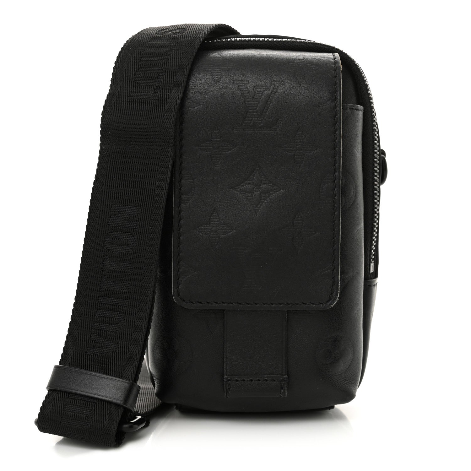 Louis Vuitton Calfskin Monogram Shadow Double Phone Pouch NM Black 1 of 11