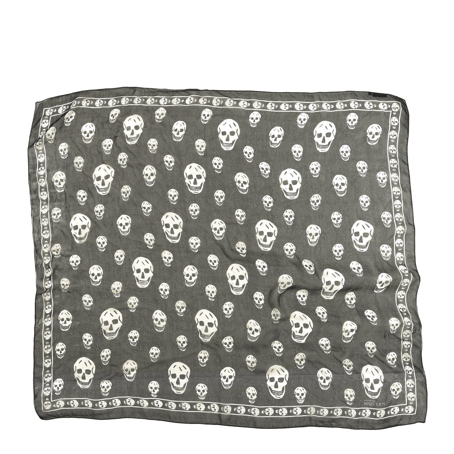 Alexander McQueen Silk Chiffon Skull Scarf Black Ivory 1 of 3