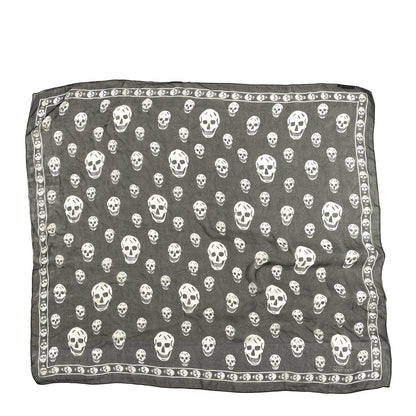 Alexander McQueen Silk Chiffon Skull Scarf Black Ivory 1 of 3