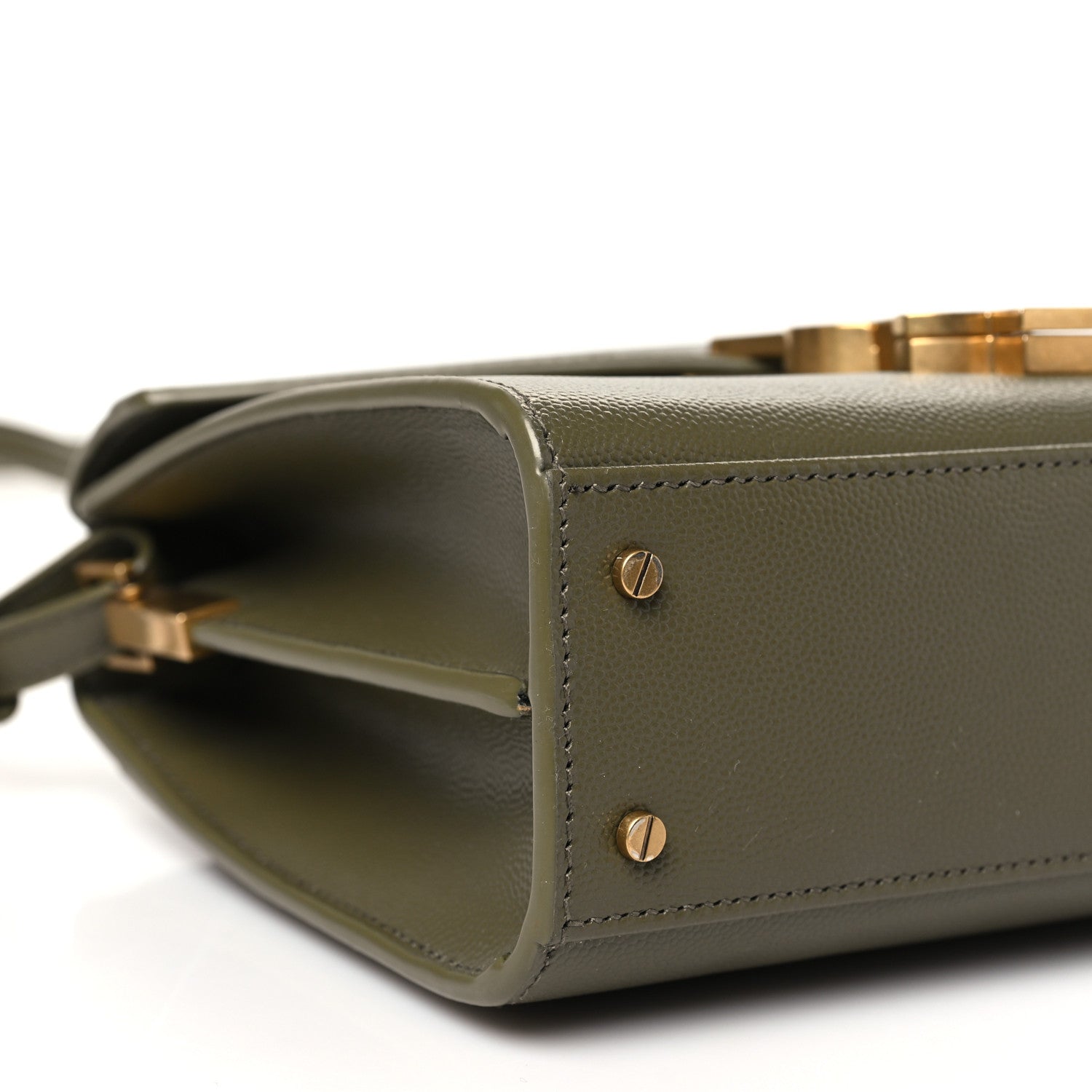 Saint Laurent Grain de Poudre Mini Classic Monogram Cassandra Top Handle Olive 8 of 10