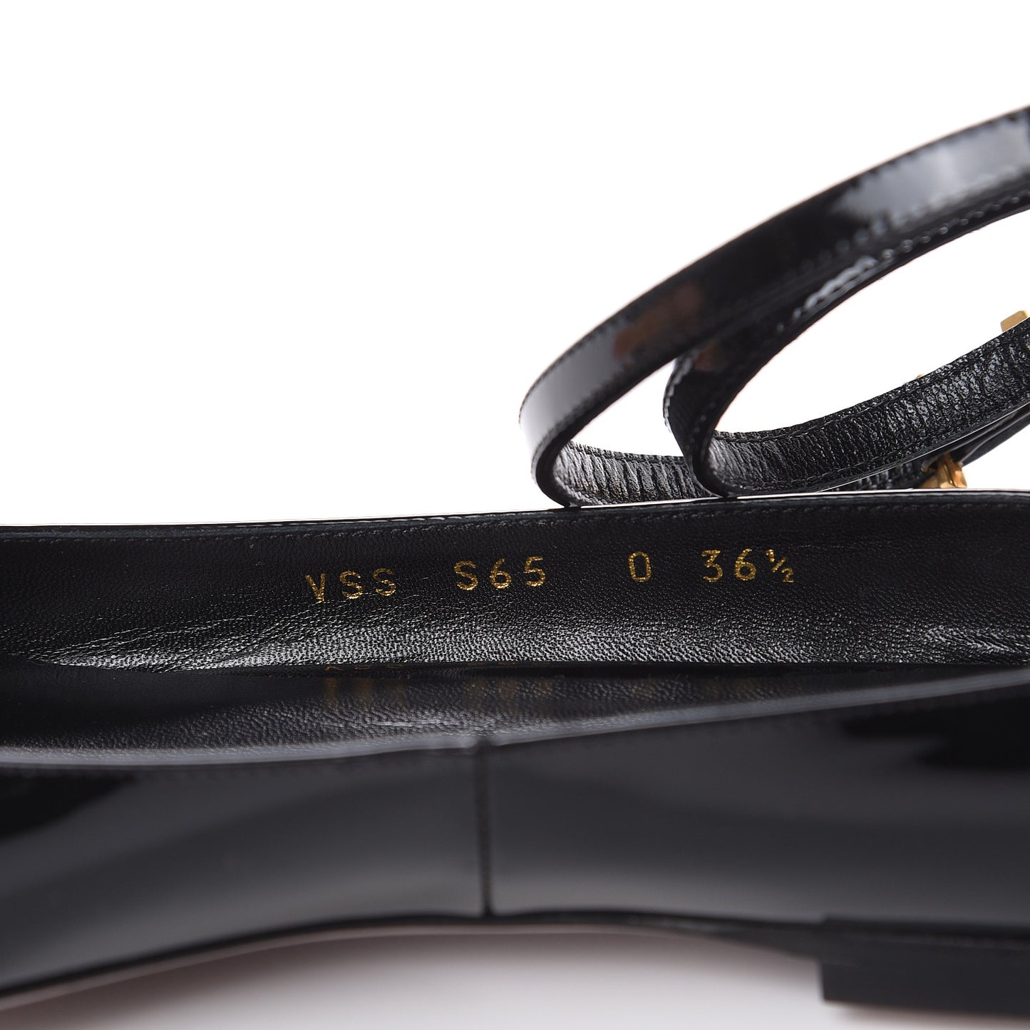 Patent Ankle Strap Ballerina Flats 36.5 Black