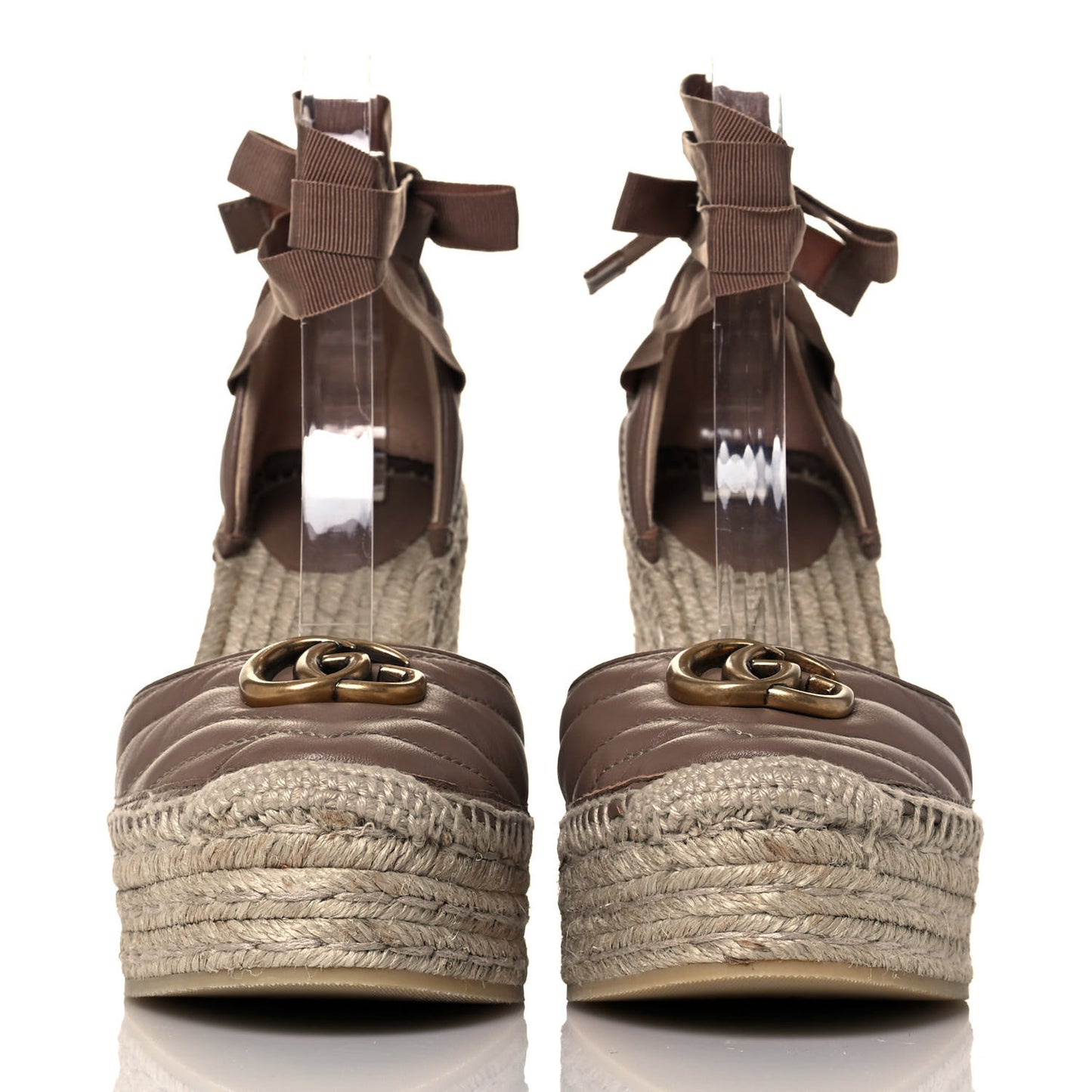 Nappa Matelasse GG Marmont Ankle Wrap Platform 35/120mm Espadrille Wedges 40 Porcelain Rose