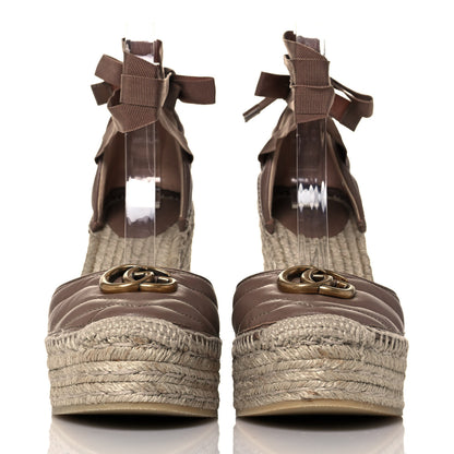 Gucci Nappa Matelasse GG Marmont Ankle Wrap Platform 35/120mm Espadrille Wedges 40 Porcelain Rose 2 of 8